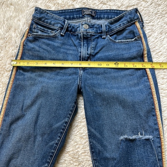 Abercrombie & Fitch Harper Low Rise Ankle Jeans 27/4 Blue Side Stripes Stretch - Picture 5 of 10